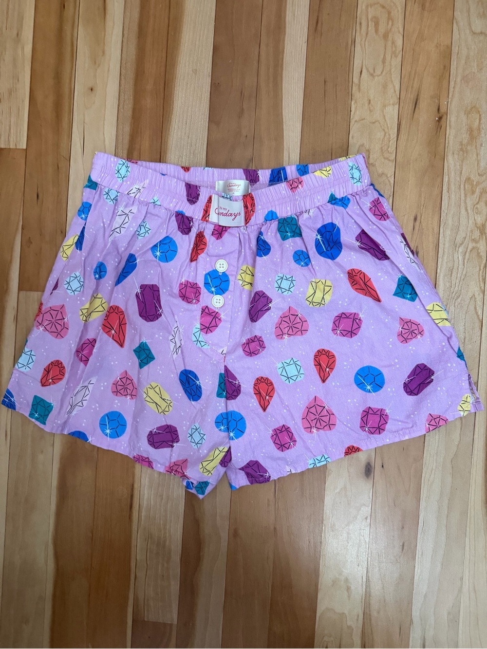 Candayz Pink Gem-Print High-Waist Lounge Shorts size medium